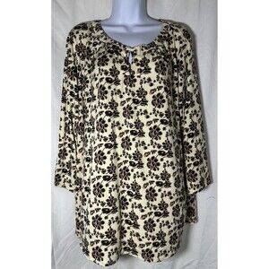 Notations Artsy Multicolored Floral Print Blouse Women Size 3XL